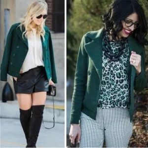 Cabi Forest Green Cropped Peacoat Size L